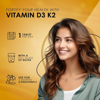 Ambrosial Vitamin D3 & K2 Tablets 4000IU Vitamin D3 + 100µg K2 MK-7 for Healthy Bones, Muscles, and to Support The Immune System - 120 Tablets