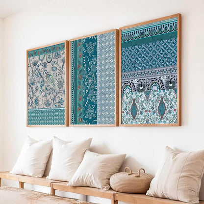 Indian Traditional Madhubani Wall Art Painting With Frame Pichwai Home Decoration For Living Room Bed Room Hotel Wall Decor Digital Reprint Set of 3 (13x17 inch)