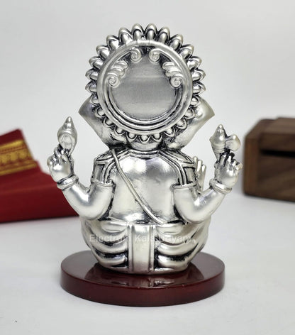 Vakaratunda Silver Plated Ganesha for Car Dashboard | Vinayaka for Office Desk &Shelves | Vinayagar for Home Decor & Ideal Housewarming Gift! (VAKARATUNDASIL-ANT-Matte-MDF)