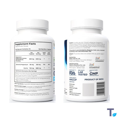 Tealed Magnesium Bisglycinate 3200mg | Non-Buffered | Chelated | Lab-Tested | Eurofins | 320mg Elemental Magnesium | No Fillers & Preservatives | Supports Muscle Relaxation & Sleep Quality | 60 Veg Caps