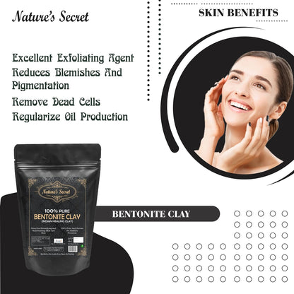 Nature's Secret Bentonite Clay Powder Organic for Clay Mask Detox, Brown, 250 g