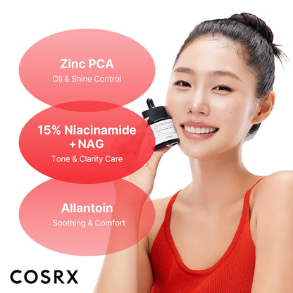 COSRX Niacinamide 15% Face Serum 20Ml, Minimizing Pores & Sebums, Blemish Treatments For Discoloration, Dark Spots, Enlarged Pores, Artificial Fragrance & Parabens-Free