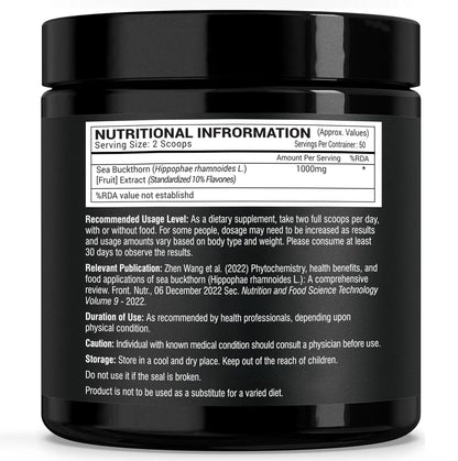 GREENDORSE Himalayan Sea Buckthorn (Omega-7) Extract Powder, SUPERFRUIT with 190+ Active Nutrients, Omega, Antioxidants Protection, Supports Brain, Liver & Heart Functioning- 50g
