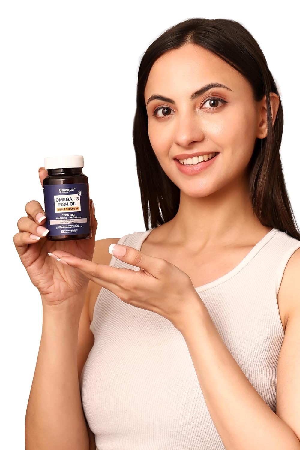 Omequa Omega 3 Fish Oil 1250 mg (Triple Strength) – 30 Softgels | EPA 540 mg DHA 360 mg | Triglyceride Form | With Astaxanthin, Vitamin D3 & E | Lab Tested Omega 3 Supplement