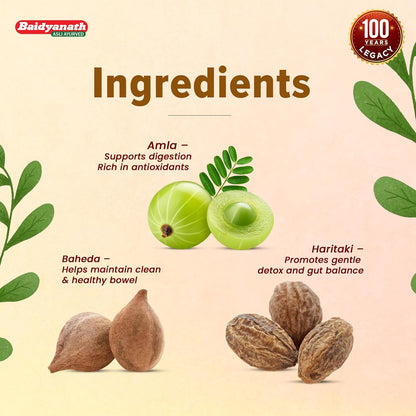 Baidyanath Triphala -60 Tablets | Ayurvedic Blend of Amla, Haritaki & Baheda | Supports Digestion & Gut Health |