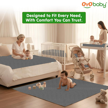 OYO BABY Extra Absorbent Waterproof Baby Dry Sheet | Quick Dry Sheet for New Born Baby Bed Protector, Soft & Breathable Rubber Sheet for Bed (Grey + Salmon Rose, Small Combo 2)