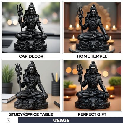 UNOVATE Shiva Idol for Car Dashboard | Adiyogi Statue | Mahadev Idol, Black