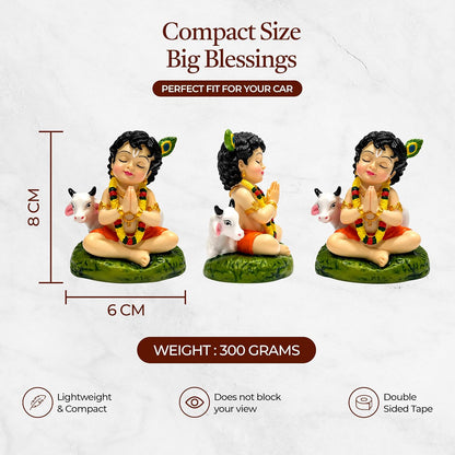 UNOVATE Krishna Idol for Car Dashboard, Krishna Murti, Home Temple, Office