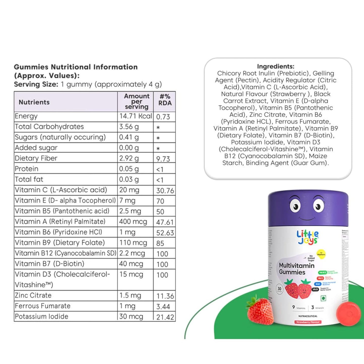 Little Joys Multivitamin Gummies For Mothers | 30 Day Pack | With Vitamin C, E, A, B12 D3 & B6 | Biotin, Iron, Zinc & Potassium | Boosts Immunity, Supports Bone Health & Maintains Energy Levels