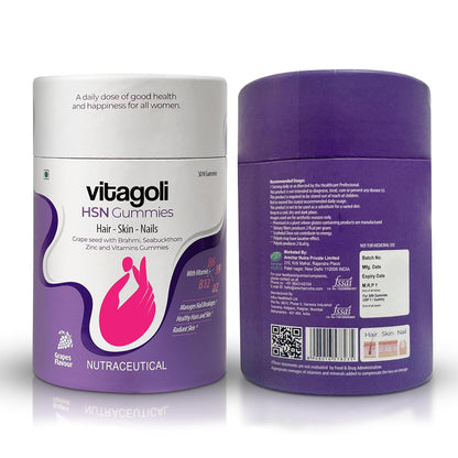 Hair, Skin & Nail Gummies for Women | With Ketricho, Biotin, Sea buckthorn, Grape Seed, Brahmi & Multivitamin |Zero Sugar | Supports Stronger Hair, Glowing Skin & Healthy Nails | 30 Gummies