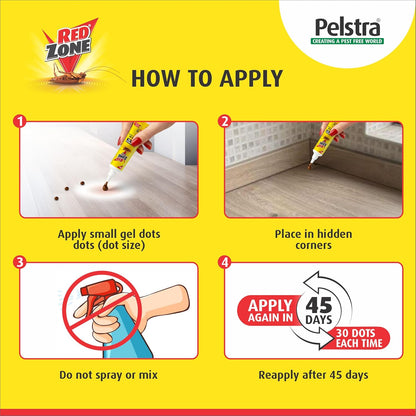 REDZONE Cockroach Killer Gel - 20g, Advance Formula Strong & Effective Long-Lasting Cockroach Gel for Home, Kitchen & Office, Anti Roach with Eco-Friendly, Easy to Use, Fragrance Free (Pack of 4)