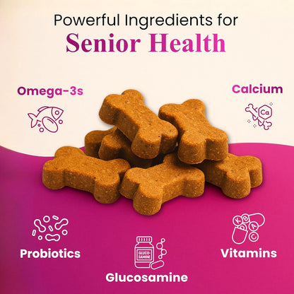 Petroyale Senior Support Dog Supplements – All-in-One Senior Dog Supplements for Mobility, Hip & Joint, Brain, Heart & Eye Health – Immune Support Vitamins (Dog Senior Support 30 Soft Chews)