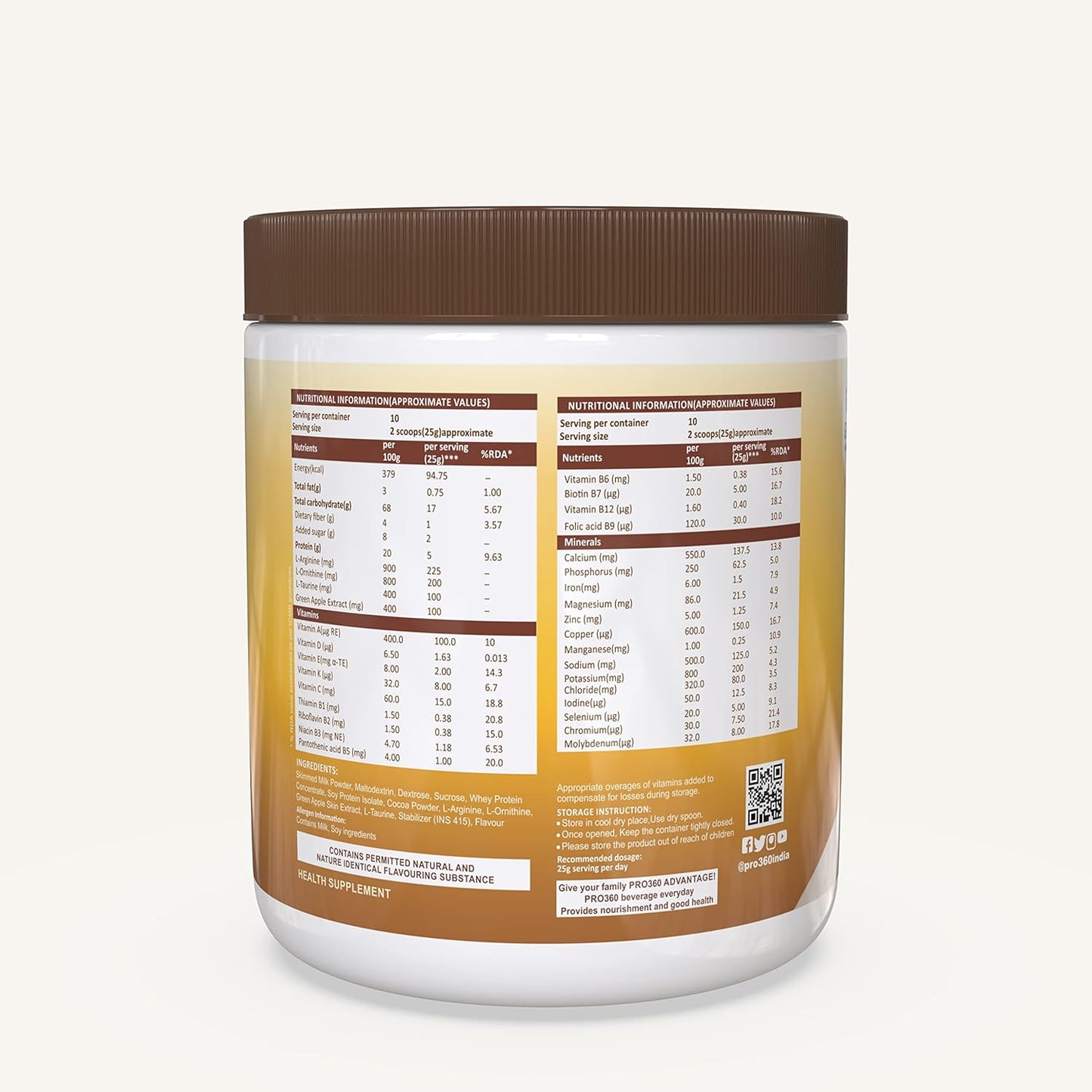 Pro360 Hair Grow Nutritional Protein Supplement Powder for Healthy Hair, Glowing Skin & Nails - Enriched with Biotin and Green Apple Skin Extract for Men & Women - Chocolate Flavor 250g (Pack of 1)