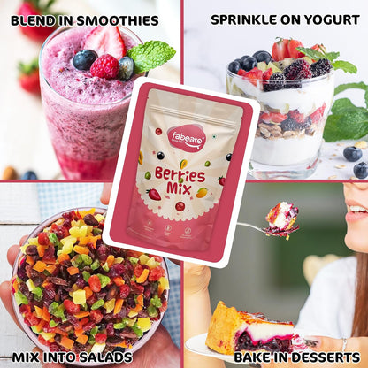 Fabeato 9-In-1 Premium Berries Mix 200g| Rich in Antioxidants|Good Source of Dietary Fiber|Dried Cranberries, Blackcurrants, Strawberry,Gojiberries and More| Healthy Snack for Kids and Adults