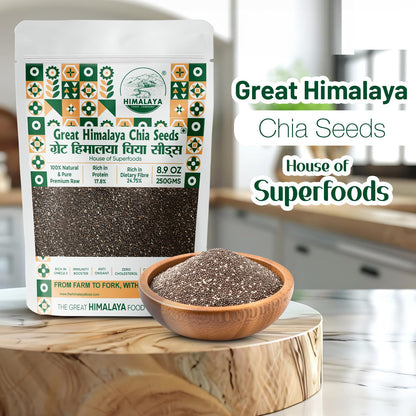 Great Himalaya Chia Seeds 250gm | Rich in Omega 3 Fats dietary Fiber & Protein | Helps in Weight Management, Raw Chia Seeds for Eating
