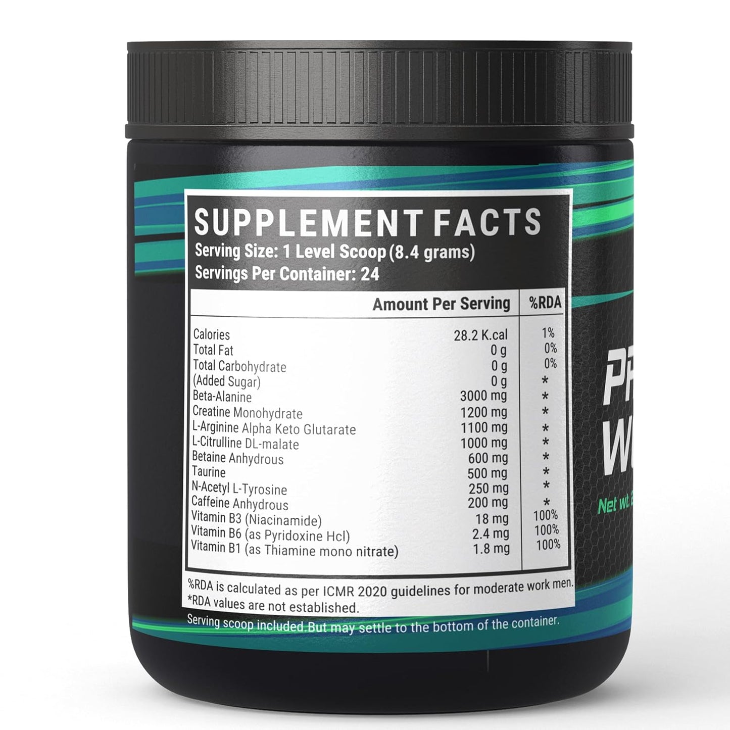INLIFE Pre-Workout Supplement 200mg Caffeine,1000mg Citrulline,1100mg Arginine AAKG,3000mg B-Alanine,Creatine,Taurine, Betaine Anhydrous Pre Workout Formula Men & Women 200g, 24 Servings (Orange)