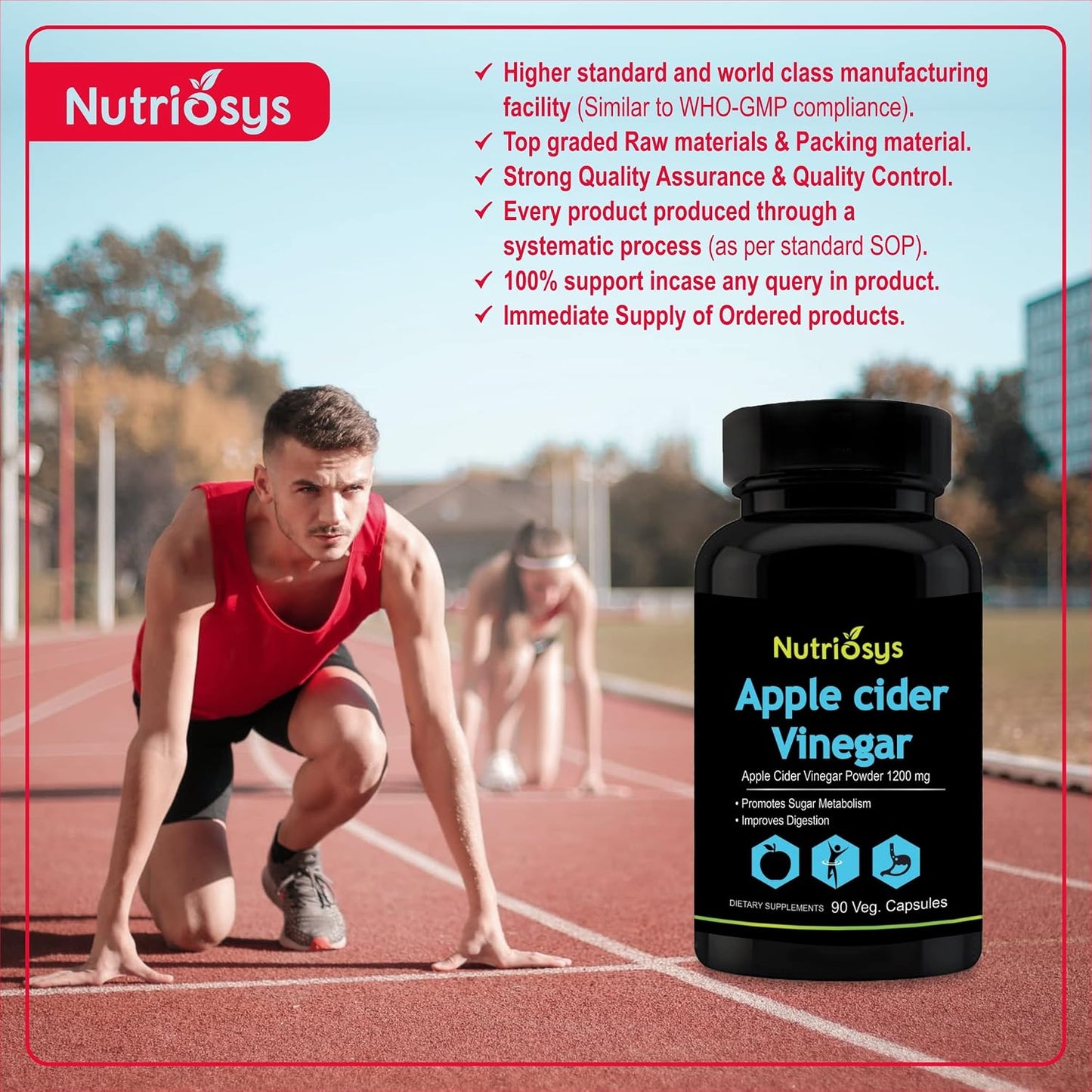 Nutriosys Apple Cider Vinegar 1200mg - 90 Veg Capsules (Pack of 1)