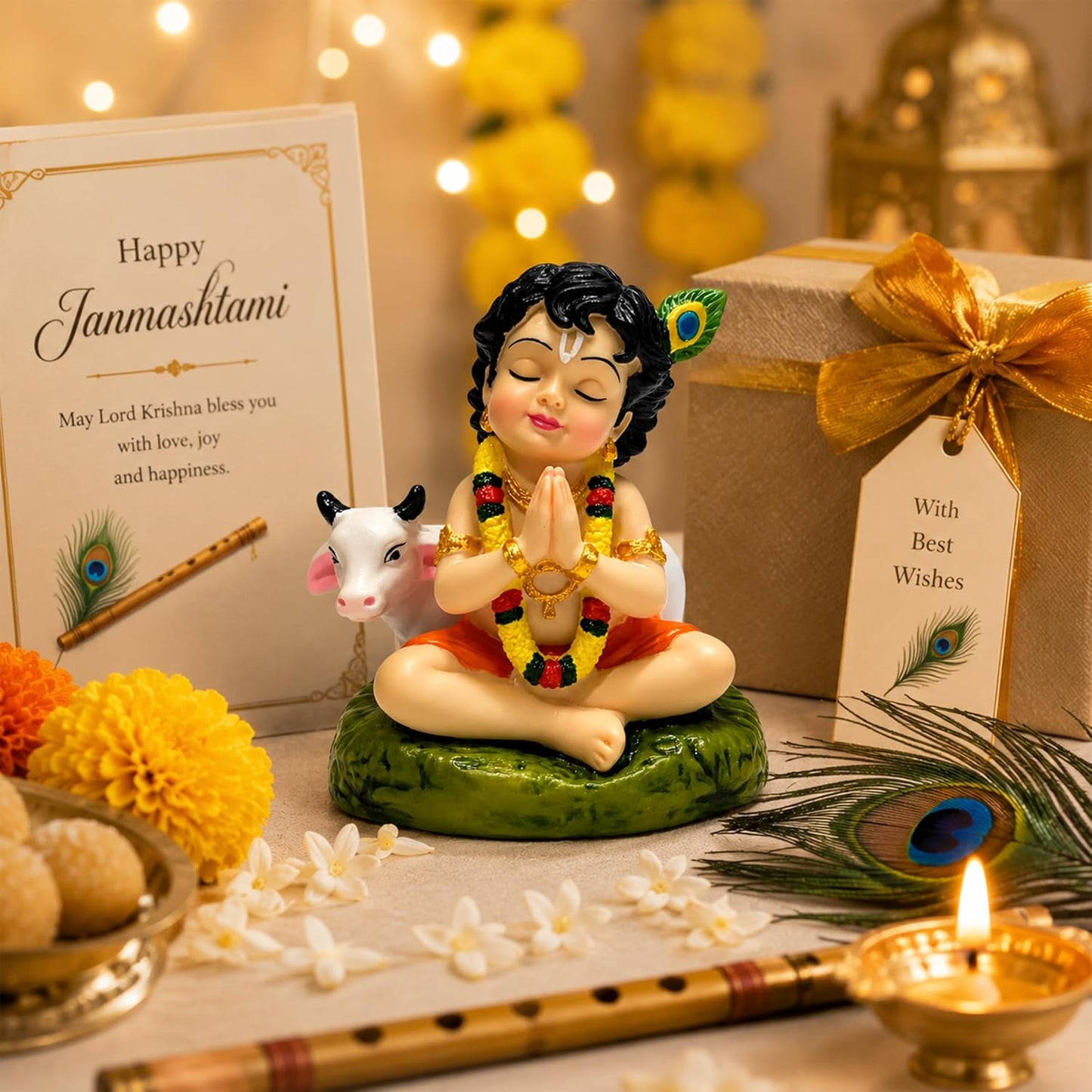 UNOVATE Krishna Idol for Car Dashboard, Krishna Murti, Home Temple, Office