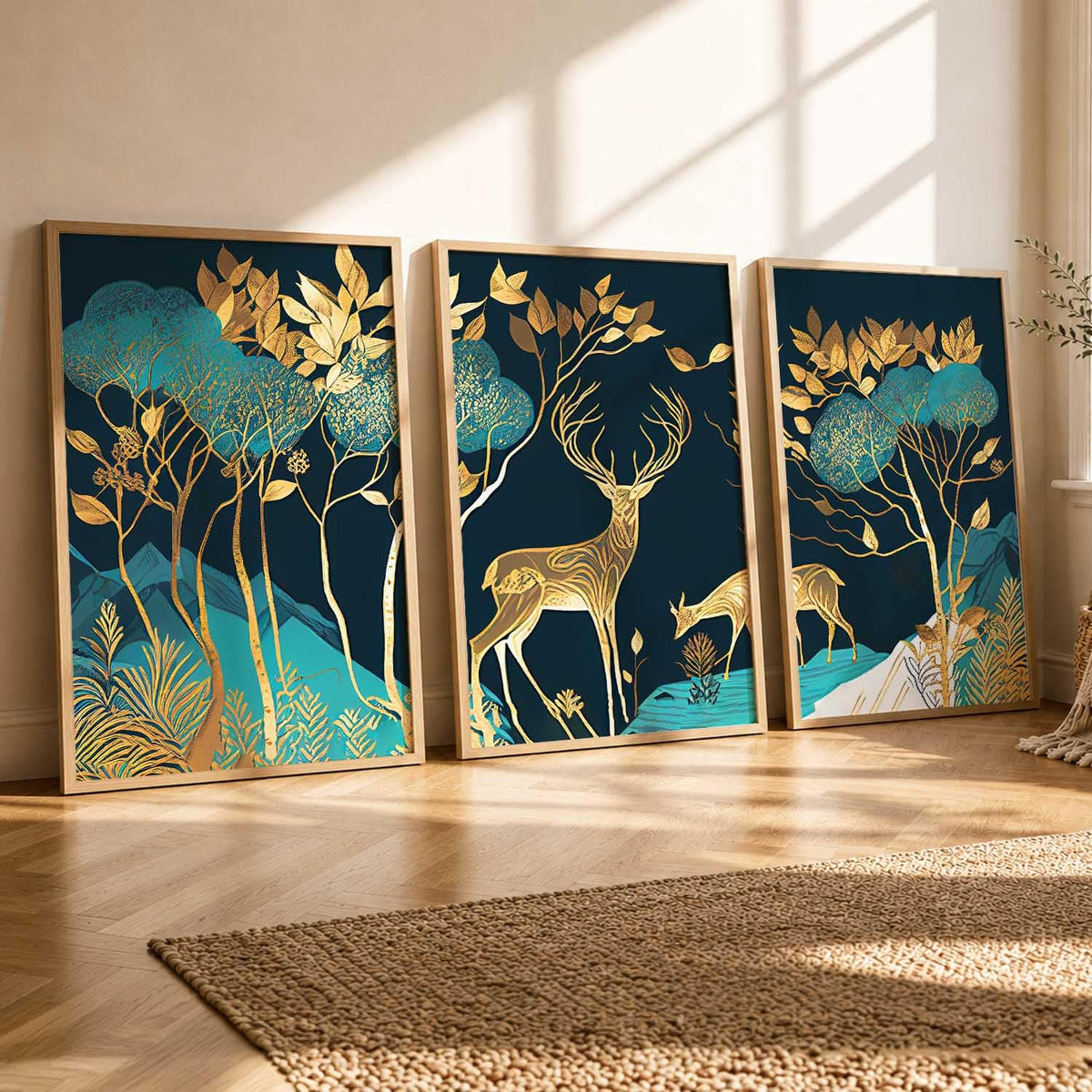 Wood Painting For Wall Decoration - Modern Art Wall Decor Framed Painting For Living Room Bedroom - Framed Wall Posters/Paintings With Frame Set of 3 (Art 12, 10x13 inch)