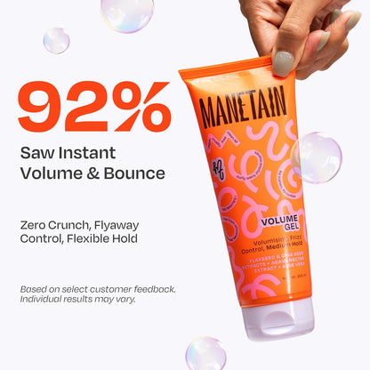 MANETAIN Volume Curl Gel 200ml for Curly & Wavy Hair | Flaxseed Curl Defining Gel with Medium Hold | Anti-Frizz & Moisturizing Styling Gel | Lightweight, CG-Friendly Hair Gel for Defined Curls