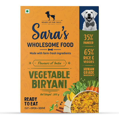 Sara's Wholesome by HUFT Vegetable Biryani Wet Dog Food – 300 gm | Human-Grade Ingredients | High-Protein Veg Meal | Natural & Preservative-Free | Suitable for Puppies & Adult Dogs