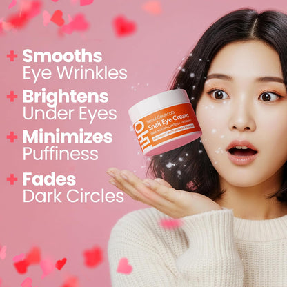 SeoulCeuticals Korean Snail Mucin Under Eye Cream – 97.5% Snail Filtrate with Centella & Vitamin C – K-Beauty Anti-Aging, Anti-Wrinkle, Dark Circles Cream – 0.5 oz
