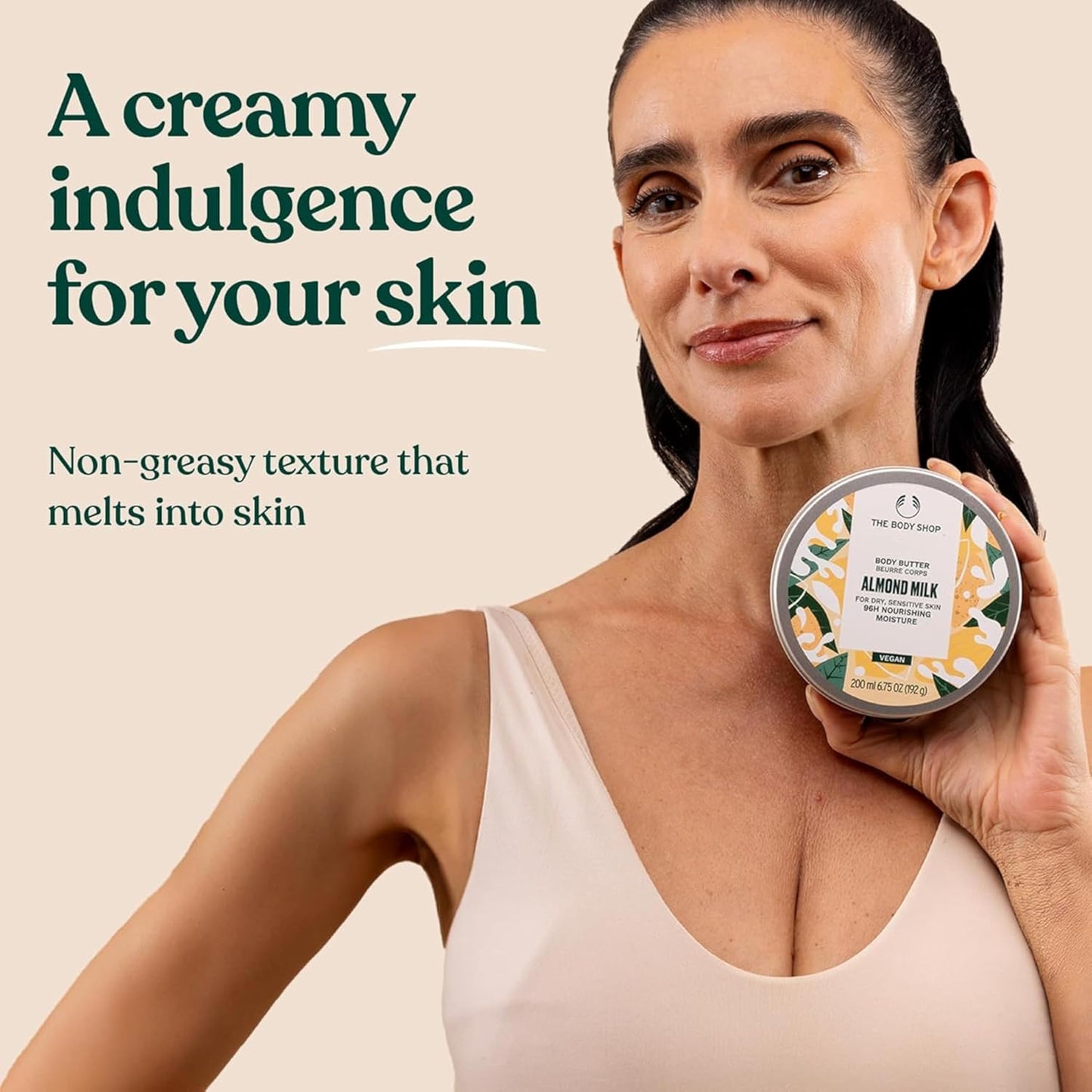 The Body Shop Almond Milk and Honey Soothing and Restoring Body Butter, 200 Ml - For Dry, Sensitive Skin | 96 Hr Moisture | Vegan