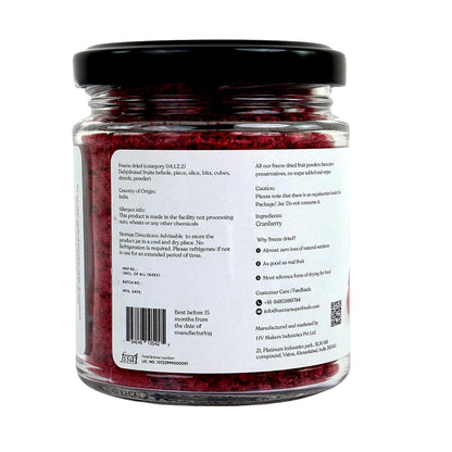 Nectar Superfoods Freeze-Dried Cranberry Powder, 25g | 100% Natural, No Added Sugar, Preservative-Free & Vegan | Rich in Antioxidants | Made in India | Smoothie, Baking & Health Drink Ingredient
