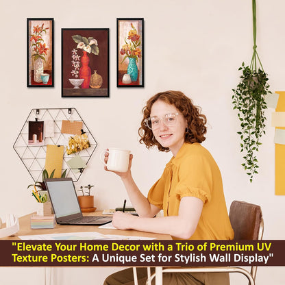 Wall Painting Frames For decor, Pictures Frame For Living Room, Home Decoration, Bedroom, Set of 3, 1pc- 23 x 30 cm, 2pc- 12.5 x 30 cm (Design 5)