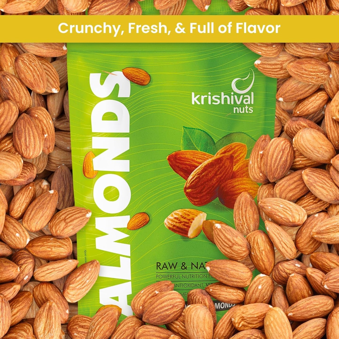 KRISHIVAL NUTS 100% Natural Premium California Almonds pack of 1 | Premium Roasted Badam | High in Fiber & Boost Immunity | Unflavoured | Gluten Free