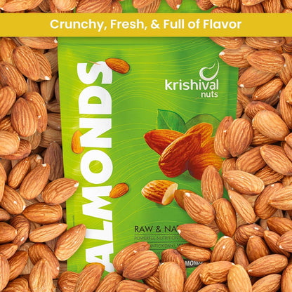 KRISHIVAL NUTS 100% Natural Premium California Almonds pack of 1 | Premium Roasted Badam | High in Fiber & Boost Immunity | Unflavoured | Gluten Free