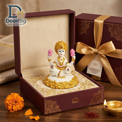 Gold Art India Laxmi Idol,Laxmi Statue for Home Decor,Laxmi MATA murti for Office Desk, & Laxmi Idol for Car Dashboard,Unique Wedding & Birthday Gift