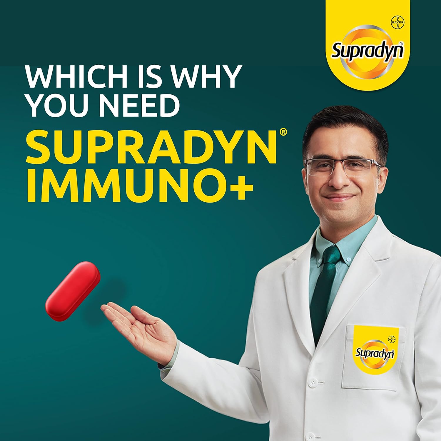 Zephivo Supradyn Immuno +, Multivitamin, Natural immunity booster with Vit C, Vit D, Zinc, Unique blend of Tulsi, Turmeric, Shatavari & Ashoka (30 Tabs)