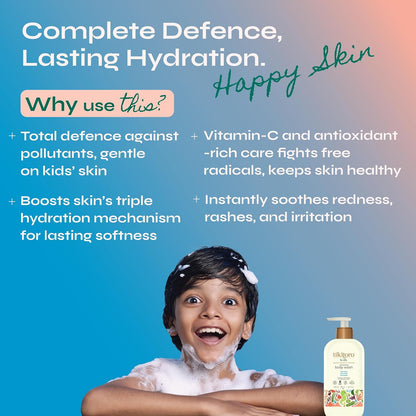 Tikitoro Kids Refreshing Body Wash | Pediatrician Approved | Deeply Cleanses, Hydrates & Refreshes Skin | Cucumber, Java Plum, Vitamin C & Aloe Vera | No Parabens & Sulphates, Age 4+ years (300ml)