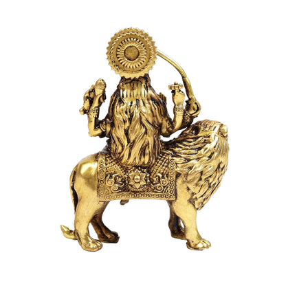 3 Inch Pure Brass Durga Maa Idol on Lion | Decorative Goddess Statue for Home Temple, Mandir, Pooja Room Decor, Spiritual Gift for Navratri, Diwali & Housewarming