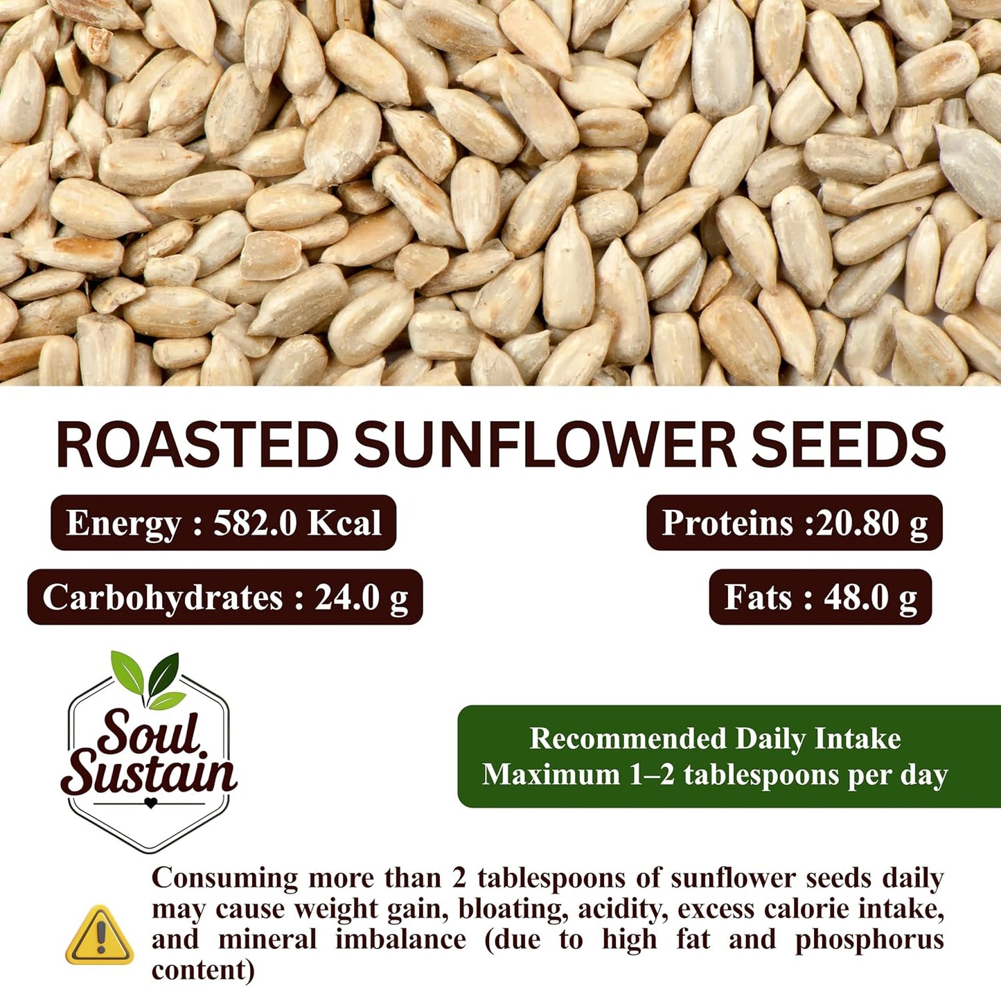 Roasted Sunflower Seeds Snack | Roasted Seeds | Healthy Plant Protein, Fiber & Omega | Gluten Free Vegan Snack for Workout, Travel, School | Sunflower Kernels | Natural Roasted Seeds
