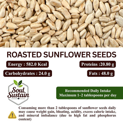 Roasted Sunflower Seeds Snack | Roasted Seeds | Healthy Plant Protein, Fiber & Omega | Gluten Free Vegan Snack for Workout, Travel, School | Sunflower Kernels | Natural Roasted Seeds