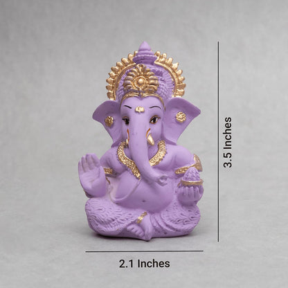 Lord Ganesha Idol for Car Dashboard, Home Decor & Pooja | Resin Gold Plated Ganpati Murti | 3.5 Inch Ganesh Statue for Gift, Diwali, Housewarming, Baby Shower, Mandir Decor, Purple, Pack -1