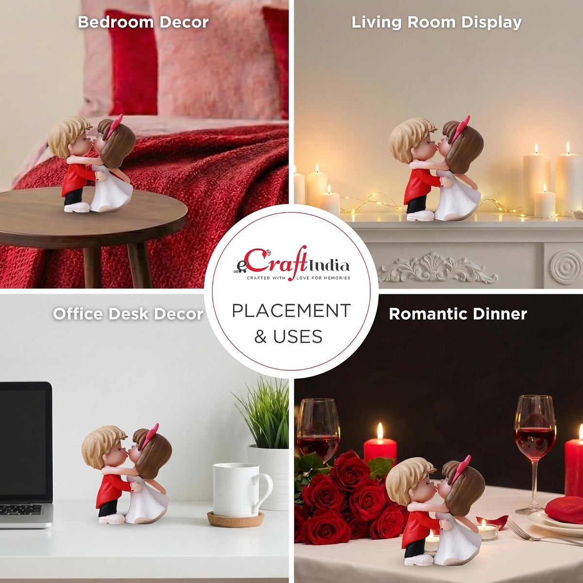 Valentine Gift for Girlfriend Boyfriend Kissing Couple Statue Decorative Showpiece for Home Decor Valentines Gift for Husband Wife Her Him | Valentine Day Decoration Items