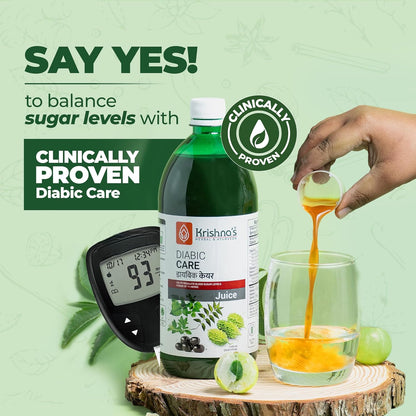 Krishna's Diabic Care Juice - 1L | Clinically Proven Diabetic Care | Blend of 11 Herbs Methi, Amla, Karela, Jamun, Kutki, Guduchi & 5 Other Herbs to Manage Sugar Levels, Clinically Proven