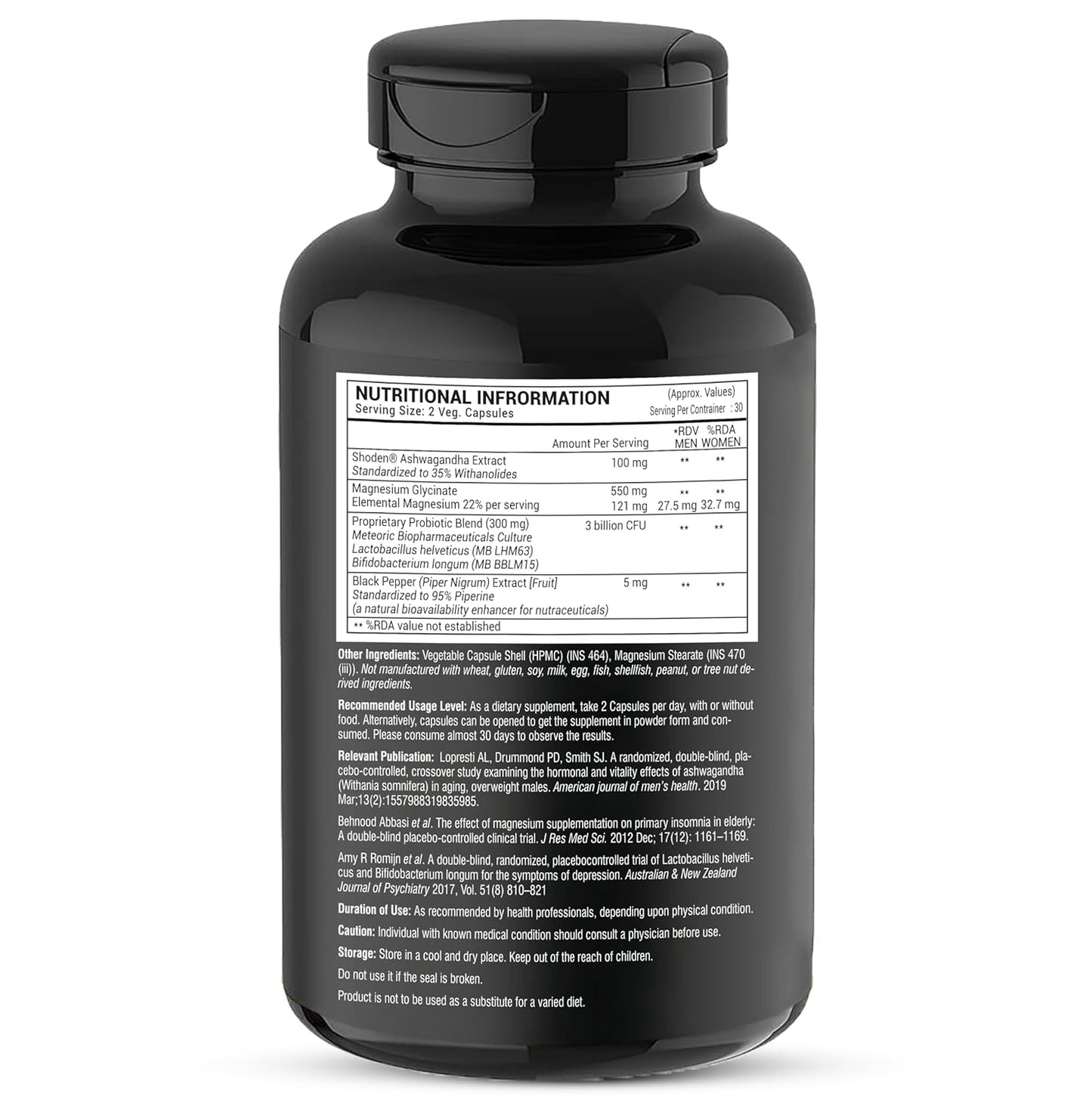 GREENDORSE Premium Shoden Ashwagandha 35% Withanolides with High grade Magnesium Glycinate & Probiotics- Calm & Relax™| For Stress Support, Calm & Relax Mind, Muscle recovery, Vitality Support - 60 Veg Capsules