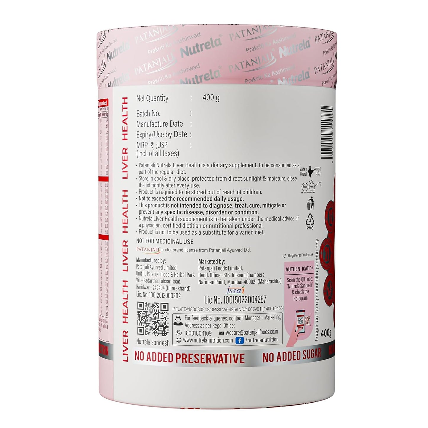 Nutrela Liver Health | High-Protein Nutritional Supplement for Liver Detox & Repair | Botanical Extracts & 21 Micronutrients – 400g