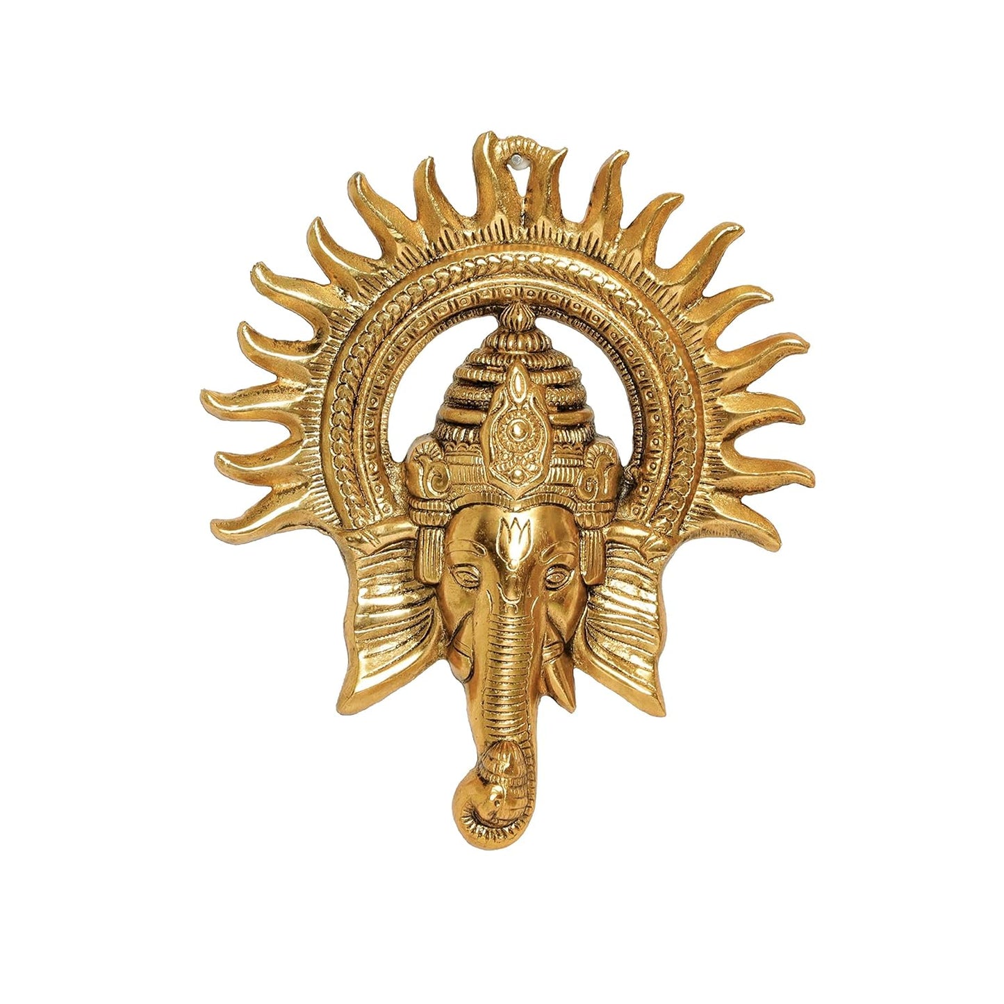 Metal Ganesha ji Statue,Ganpati Wall Hanging Sculpture Lord Ganesh Idol Lucky Feng Shui Wall Decor Your Home, Office,Religious Gift Article (Gold)