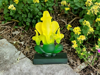 Ganesha Idol for Car Dashboard | Beautiful Ganesh Murti for Home Temple | Ganpati Figurine Statue Showpiece Sculpture for Office Desk (Yellow-Green)