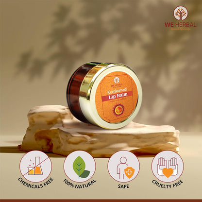 WE HERBAL Kumkumadi Lip Balm 8gm, Ayurvedic Lip Brightening & Lightening Balm for Dark Lips, Moisturising Lip Care with Shea Butter, Almond Oil & Kumkumadi Tailam, ChemicalFree