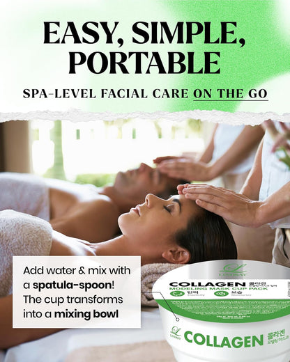 LINDSAY Collagen Modeling Mask Cup Pack | Korean Face Mask for Dry & Dehydrated Skin | Collagen, Centella Asiatica & Adenosine | Deep Hydration, Plumping, Skin Firming & Pore Cleansing | Peel-Off Spa Facial Treatment (28g)