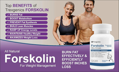 Trexgenics FORSKOLIN 10% 500mg Premium Forskohlii extract Weight Management, Fat Metabolism, Heart health Support (60 Vcaps) (1)