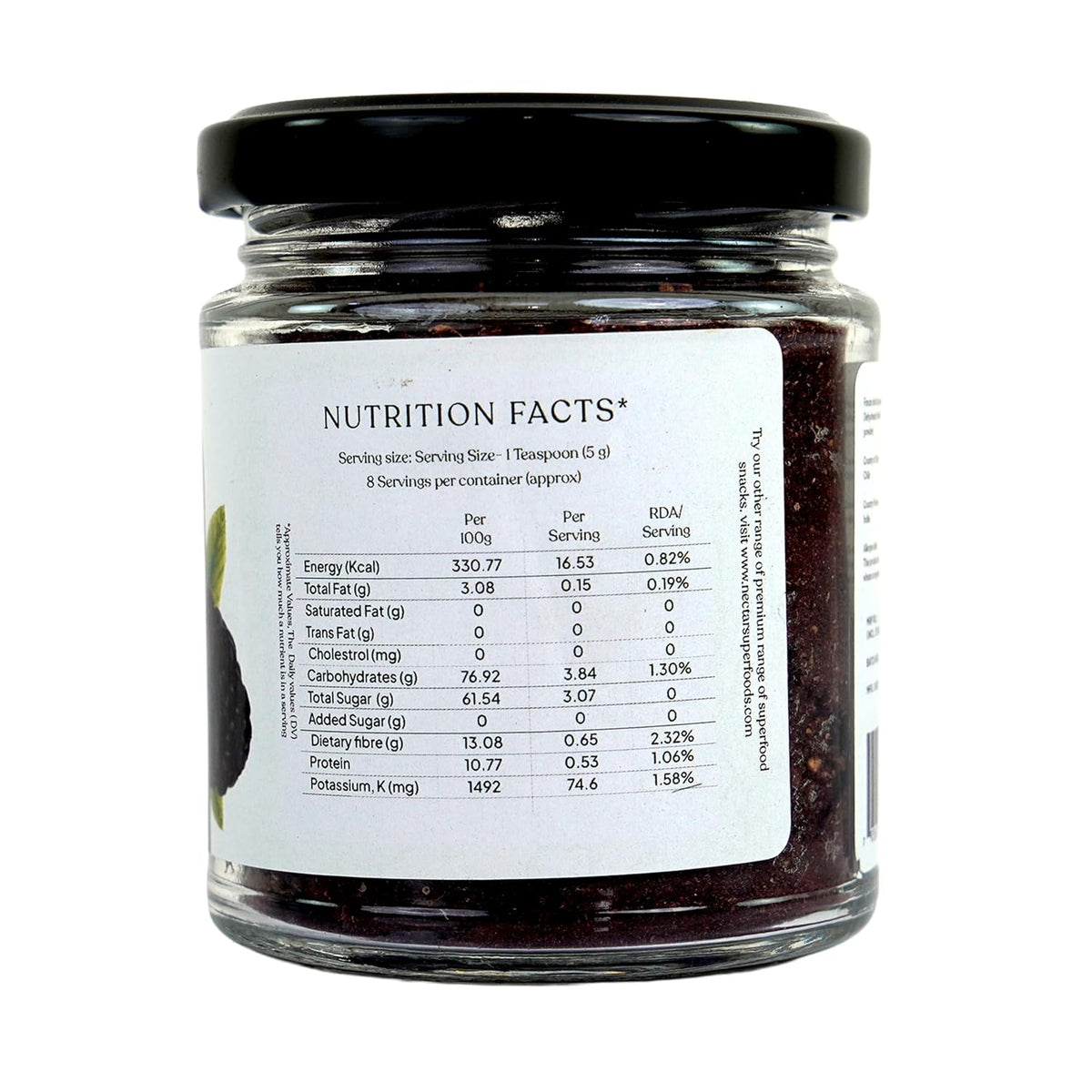 Nectar Superfoods Freeze Dried Mulberry Powder- 60 grams Jar-Pack of 1 Nos 100% Natural | No Added Sugar, Preservative-Free & Vegan | Processed in India