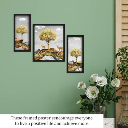 Framed Art Painting For Home, Living Room, Hall | Traditional Paintings With Frame For Home Decor (Deer D3)