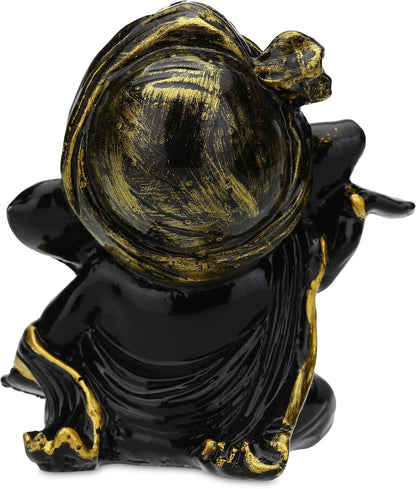 Black & Gold Ganesha Idol for Car Dashboard | Small Decorative Ganpati Statue for Home, Office & Temple | Lord Ganesha Showpiece for Gift & Spiritual Décor